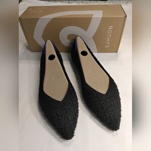 Rothy's Textured Black Flats " Black Boucle" The Point ll